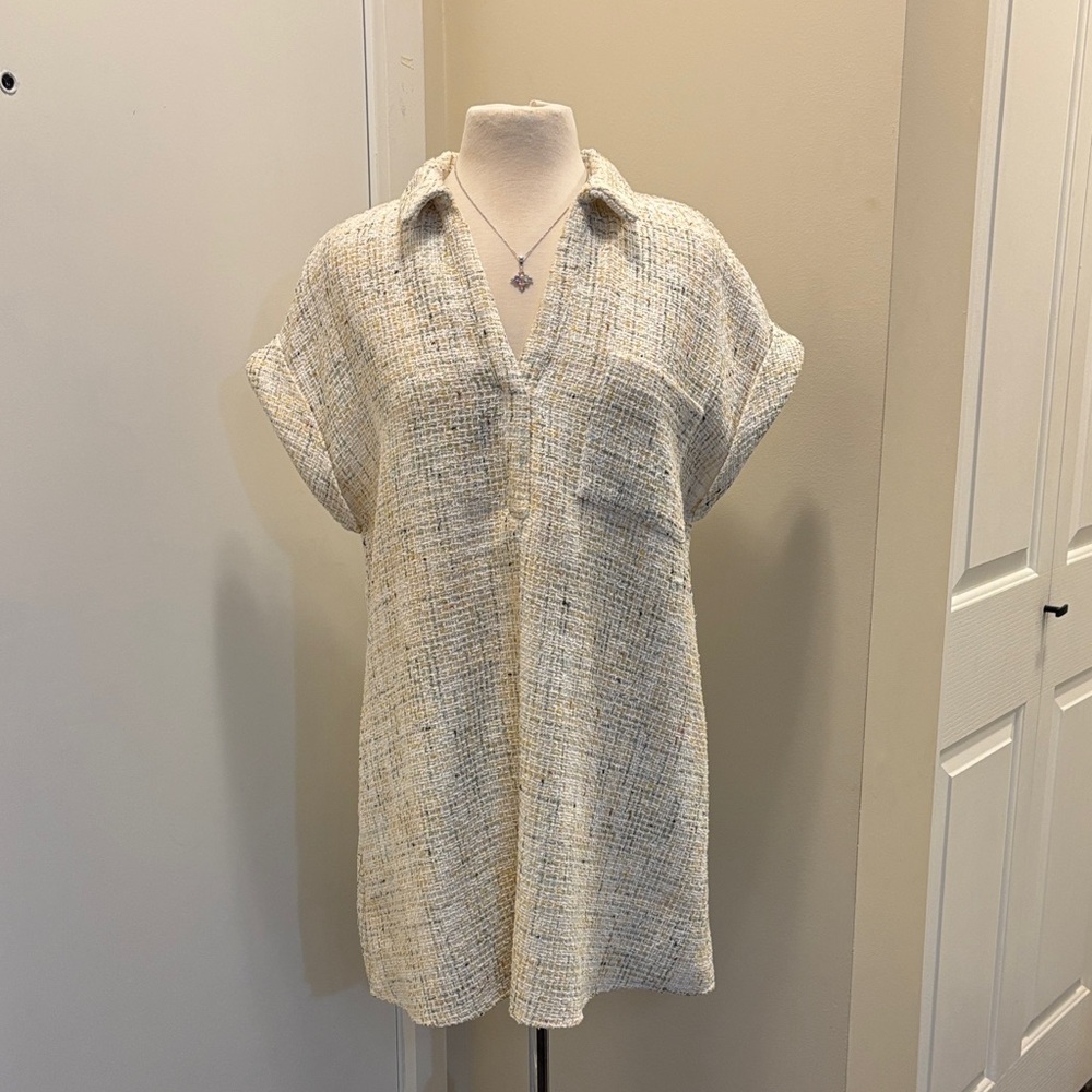 Zara Cream Textured dress